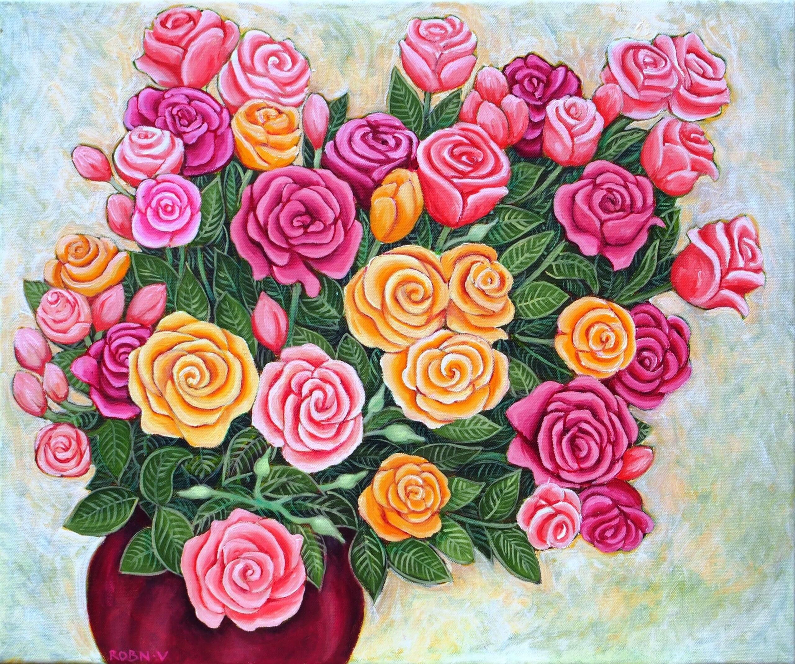 Rose Riches, oil painting by Robyn Varpins