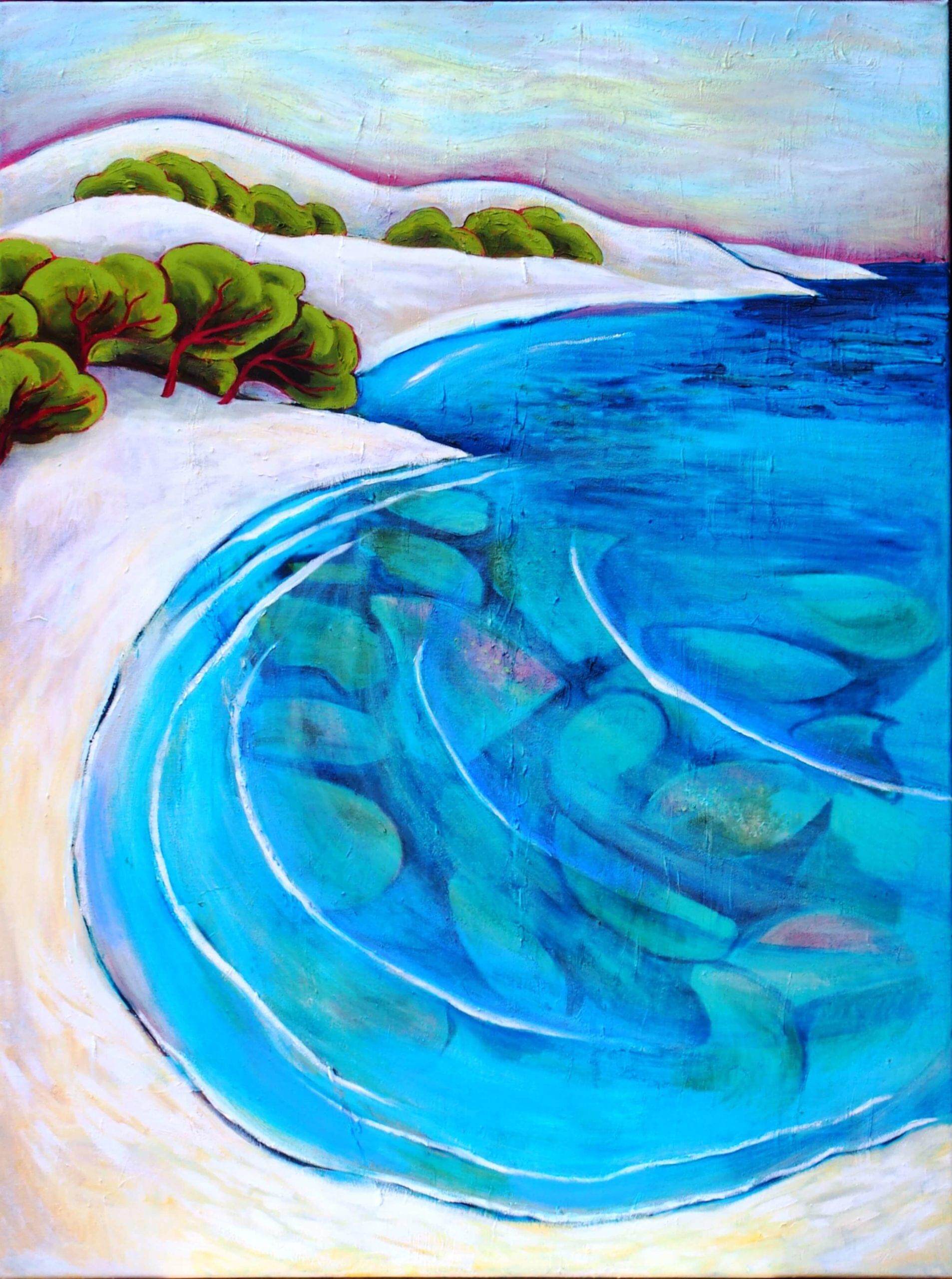 Rotto Bay, oil painting by Robyn Varpins