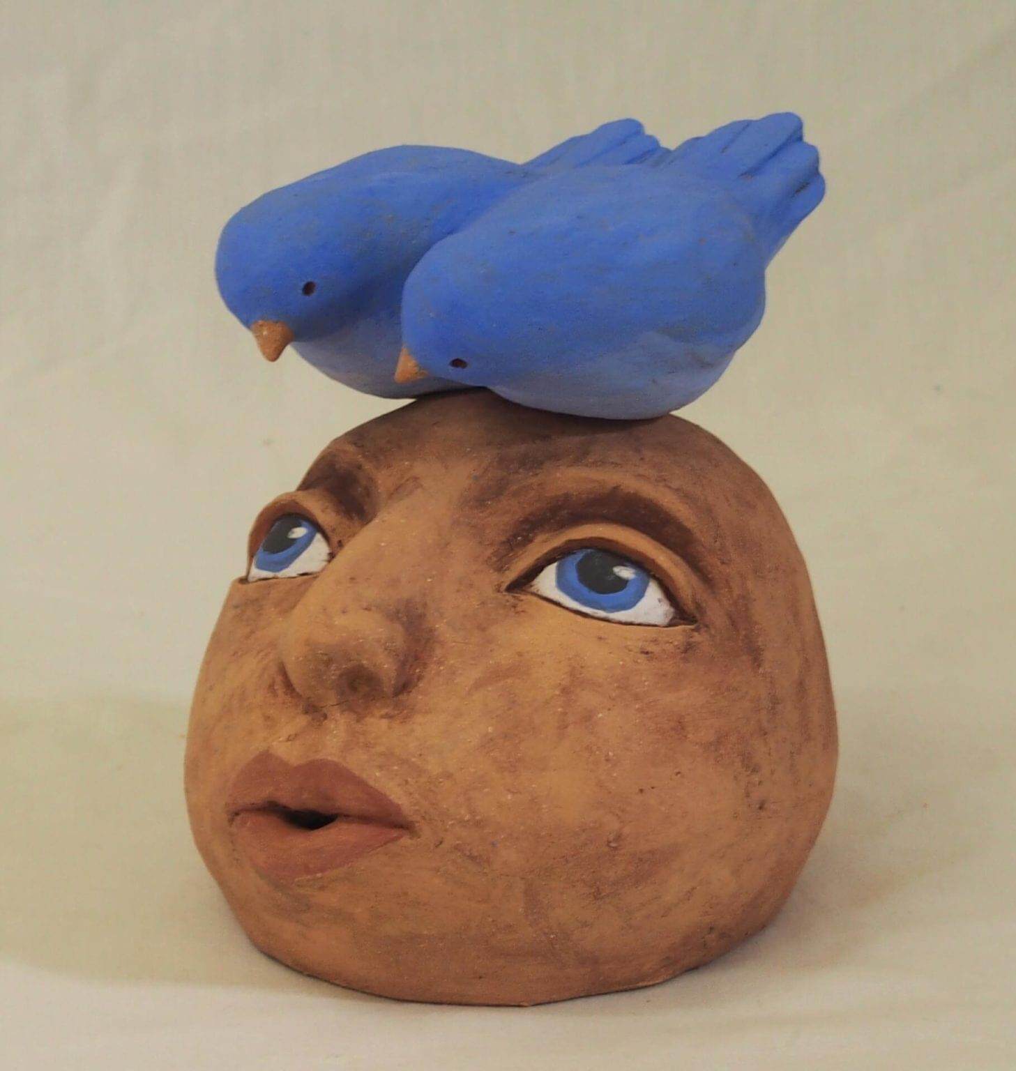 Twin delights, clay sculpture by Robyn Varpins